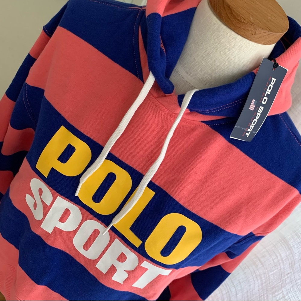Ralph Lauren Pink Blue Stripe Sweatshirt - Picture 8 of 8